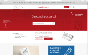 Startseite des dänischen Gesundheitsportals sundhed